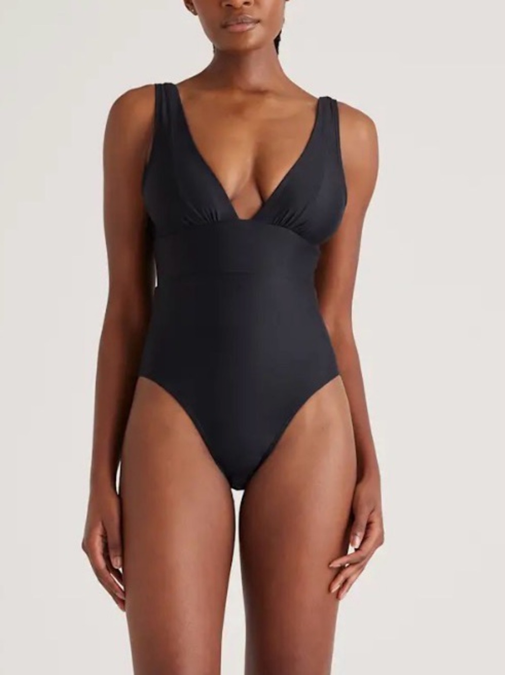 Quince Italian Plunge Women’s Classic Black One-Piece Swimsuit XL
